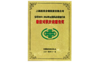 2014年，獲評(píng)全國藥品流通行業(yè)最佳對(duì)供應(yīng)商服務(wù)獎(jiǎng)